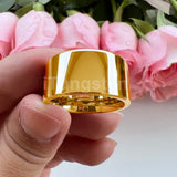 Shiny Tungsten Pipe Cut Polished 12mm Large Men Ring  Comfort Fit Wedding Band Fashion Jewelry
