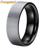 Classic Multiwidth Black Brushed FinishTungsten 6/8/10/12MM Flat Comfort Fit Wedding Band Ring for Men and Women