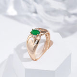 Luxury Hollow Texture Geometric 14K Filled Rose Gold Green White AAA Zircon Crystals Wedding Party Jewelry Rings