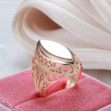 Superb Hollow Pattern Glossy Vintage Fashion Filled 14K Rose Gold Rings For Women - Luxury Ethnic Jewelry