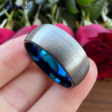 Domed Brushed Multicolor 6mm 8mm Tungsten Comfort Fit Wedding Engagement Ring For Women Men