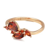 Luxury Orange Red AAA Zircon Crystals 14K Filled Rose Gold Rings For Women Bride Jewelry Party Gift