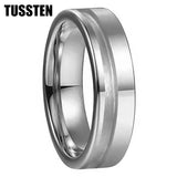 Customized Inlay, 1.5mm Offset Groove Pipe Cut Matte 6MM Gold/Silver Tone Tungsten Blank Core Comfort Fit Rings