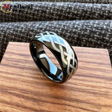Laser Carving Celtic Knot Pattern Dome Polished 6/8mm Men and Women Wedding Tungsten Comfortable Fit Ring