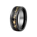 Awesome Black Carbon Fiber Inlay 8mm Beautiful Heartbeat Ring for Men Women Tungsten Wedding Band Fashion Jewelry