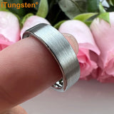 Super Brushed Pipe Cut 6/8mm Tungsten Carbide Rings for Couple Comfort Fit Engagement Wedding Band Jewelry