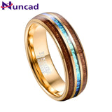 Exquisite stunning dome design Hawaiian Koa wood, electroplated gold and inlaid with acacia imitation opal.