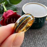 Whisky Wood Guitar String Lapis Inlay 8MM  Black Tungsten Rings for Men and Women - Fashion Engagement Wedding Bands