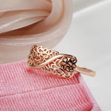 New Vintage Geometric Pattern Elegant Curve Filled 14K Rose Gold Rings for Women Simple Wedding Rings Fine Jewelry