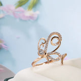 Unique Butterfly Open Ring For Women, 14K Filled Rose Gold With AAA+ Zircon Diamonds Holiday Party Fashion Jewelry