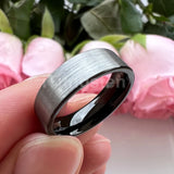 Classic Multiwidth Black Brushed FinishTungsten 6/8/10/12MM Flat Comfort Fit Wedding Band Ring for Men and Women