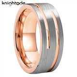 Amazing Flat Brushed Finish 8mm 2 GrooveTungsten Carbide Wedding Engagement Comfort Fit Ring/Band For Men Women