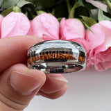 Koa Wood Meteorite Inlay  8mm Fashion Jewelry Tungsten Rings for Men Women Comfort Fit Engagement Wedding Band