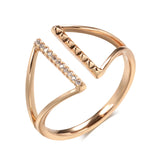 Best Design Geometric Filled 14K Rose Gold AAA Zircon Diamonds Pave Setting Open Rings - Modern Trendy Jewelry
