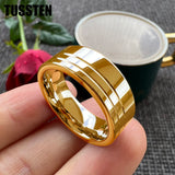 Beautiful 2 Grooves Finish Great Workmanship 8MM Men Women Flat Comfort Fit Wedding Band Tungsten Finger Rings