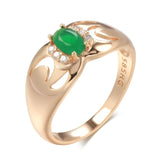 Luxury Hollow Texture Geometric 14K Filled Rose Gold Green White AAA Zircon Crystals Wedding Party Jewelry Rings