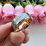 Popular Multicolor 6mm 8mm Men Women Tungsten Hammer Ring Comfort Fit Weddding Band