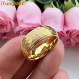Marvelous Domed Stepped Edges 6mm 8mm Tungsten Hammer Comfort Fit Engagement Wedding Band Men, Women Trendy Jewelry