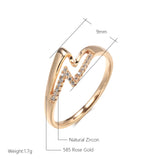 Gorgeous Simple Double Layer 14K Rolled Rose Gold Glossy AAA+ Zircon Diamonds Flat Rings - Trendy Daily Wear Jewelry