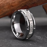 Awesome 8mm Fashion White AAA Zircon Tungsten Carbide Men's Wedding Ring, Suitable for Daily Wear, Jewelry Gift