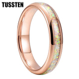 High Quality Pink Color Opal 4MM Nice Women Tungsten Comfort Fit Engagement Wedding Band - Trendy Jewelry