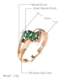 Superb Geometric Crossing Design 14K Filled Rose Gold Green AAA Zircon Crystals Ethnic Rings, Vintage Trendy Jewelry