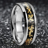 Awesome Gold Foil Inlaid 6/8MM Tungsten Men's and Women's Comfortable Fit Wedding Rings