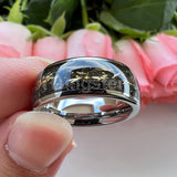 Polished Shiny Domed Sandblast Foil Inlay 8mm Tungsten Carbide Comfort Fit Wedding Bands Men/Women Fashion Jewelry
