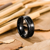Fantastic High Polished Beveled Edges Black Silk Inlay Mens 8mm Tungsten Rings Wedding Band Engagement Rings Jewelry