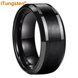 Popular Beveled Center Brushed and Polished 10mm Large Ring Men's Tungsten Engagement Comfortable Fit Ring
