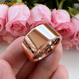 Shiny Tungsten Pipe Cut Polished 12mm Large Men Ring  Comfort Fit Wedding Band Fashion Jewelry