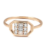 New Elegant Geometric Hexagon Square Filled 14K Rose Gold AAA Zircon Diamonds Trend  Jewelry Party Rings for Women