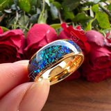Very Beautiful Domed Polished Bright Opal 8mm Men Women Tungsten Comfort Fit Engagement Wedding Band