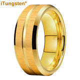 Popular Grooved Brushed Beveled Finish 6mm 8mm Classic Wedding Band Men Women Tungsten Carbide Comfort Fit Ring