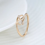 Minimalist Double Twist White 14K Rolled Rose Gold AAA Zircon Diamonds Geometric Rings For Women Fine Party Jewelry