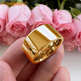Shiny Tungsten Pipe Cut Polished 12mm Large Men Ring  Comfort Fit Wedding Band Fashion Jewelry