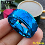 Stepped Finish Great Workmanship 6/8MM Men Women Hammer Ring Stylish Tungsten Comfort Fit Wedding Band