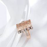 New Luxury Unique Hollow Wide Face Design Filled 14K Rose Gold With AAA Zircon Diamonds Rings Wedding Jewelry