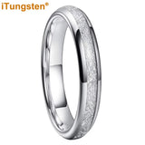 Bright Meteorite Inlay 4mm Popular Women Engagement Wedding Band Tungsten Carbide Comfort Fit Ring