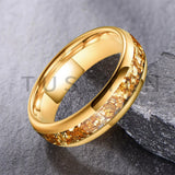 Outstanding Inlaid Gold colored crystal stone 4/6/8MM Men's and Women's Comfortable Fit Wedding Tungsten Ring