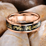 Awesome Gold Foil Inlaid 6/8MM Tungsten Men's and Women's Comfortable Fit Wedding Rings