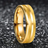 Customized Inlay, 1.5mm Offset Groove Pipe Cut Matte 6MM Gold/Silver Tone Tungsten Blank Core Comfort Fit Rings