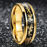 Awesome Gold Foil Inlaid 6/8MM Tungsten Men's and Women's Comfortable Fit Wedding Rings