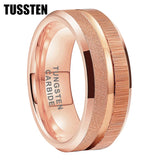 Sandblasted Finish 14K Gold Plated  6/8MM Tungsten Comfort Fit Ring for Men Women - Fashion Engagement Wedding Band