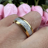 Awesome Meteorite Inlay 6mm 8mm Tungsten Carbide Ring for Men Women - Engagement Wedding Band Fashion Jewelry