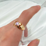 Luxury Purple Oval Filled 14K Rose Gold AAA Zircon Crystals Rings For Women, Bridal Fine Jewelry Trendy Rings