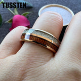 Outstanding Wood Meteorite Inlay 8MM Popular Men Women Tungsten Carbide Comfort Fit Wedding Bands Rings