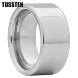 Dropshipping TUSSTEN 10/12MM Wide Glossy Large Men's RingShiny Wedding Ring Tungsten Flat and Polished Ends for Comfort Fit