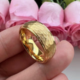 Marvelous Domed Stepped Edges 6mm 8mm Tungsten Hammer Comfort Fit Engagement Wedding Band Men, Women Trendy Jewelry