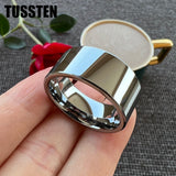 Dropshipping TUSSTEN 10/12MM Wide Glossy Large Men's RingShiny Wedding Ring Tungsten Flat and Polished Ends for Comfort Fit
